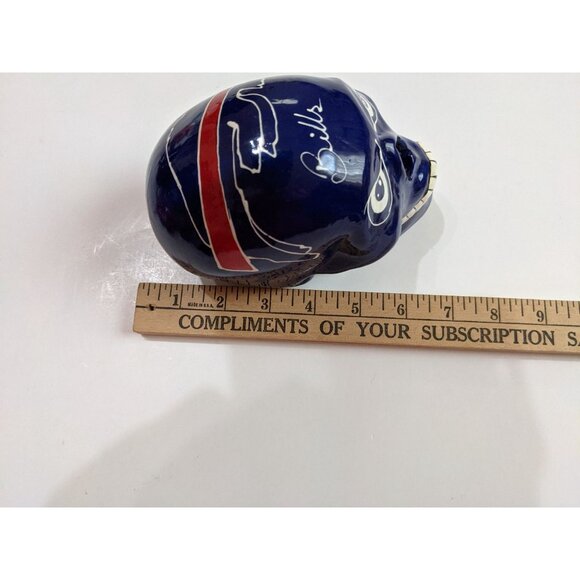 Bills Blue Ceramic Skull Sculpture Collectible Art NFL-Inspired Handpainted W/ T - Picture 12 of 12